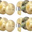 Haidms Gold Door Knobs Interior, Privacy Interior Door Knob for Bedroom or Bathroom Classic Gold Round Doorknobs Hardware(4 Pack)