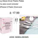 WDF 60pcs Silver Plastic Plates-Baroque White &Silver Plates for Upscale Parties &Wedding-including 30Plastic Dinner Plate 10.25inch, 30 Salad Plate 7.5inch for Baby Shower Wedding Spring