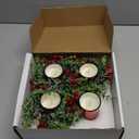 Red Berry Xmas Candle Rings Wreaths with Candle Holders - 4 Pcs, Christmas Centerpieces for Table, Home Decor
