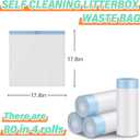 Cat Litter Bags, 80 Pieces Litter Box Liners for Automatic Cat Litter Box Self Cleaning, 4 Rolls 18 x 18 inches Robot Drawstring Bags, White