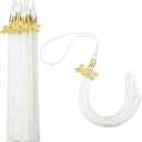 Boao 18 Pieces 2026 Graduation Tassel Charm for Graduation Cap Academic Hat Tassels with 2026 Year Gold Date Pendants Memorial for Ceremonies Parties(White)