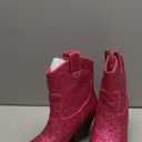 ABSOLEX Women Western Cowgirl Cowboy Pointed Toe Rhinestone Ankle Booties (7, Fuchsia)
