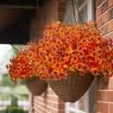 16 Bundles Artificial Fall Flowers for Outdoors Fake Plants UV Resistant Plastic Plants Shrubs Bushes for Home Fall Front Door Porch Garden Autumn Decor (Fall Red)