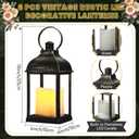 8 Pcs 10 Inch Dark Bronze Decorative Candle Lantern Bulk for Wedding Centerpieces Bronze Lanterns with LED Flameless Candle Indoor Outdoor Battery Powered Hanging Lights for Wedding Party