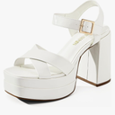 DREAM PAIRS Women's Platform Chunky Heels Square Open Toe Ankle Strap High Heeled Sandals Y2K Shoes for Party Brunch, Size 8.5
