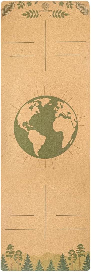 Cork Yoga Mat with Natural Rubber Base, Extra Size, Thickness and Support, Excellent Cushion & Grip, Non-Slip, Non-Toxic, Sweat-Resistant, Sustainable, Eco-friendly Exercise Mat