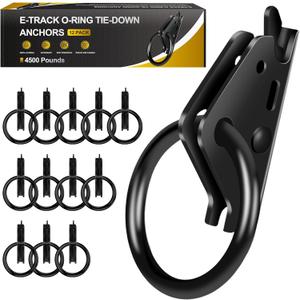 12 Pack E-Track O-Ring Tie-Down Anchors for Secure Motorcycles, Cargo Loads, Bikes in Trailers, Pickups, Vans, Trucks for E-Track System Accessories for Enclosed