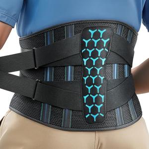 Rakiie Back Braces for Lower Back Pain, Lumbar Support for Men & Women, Breathable Soft Mesh Fabric and 7 Stays All-round Support, Back Support With Lumbar Support Pad for Home & Lifting at Work, Size L (Waist: 39.4"-45.3")