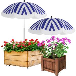 Abbylike 2 Pack Plant Umbrellas for Outdoor Plants, 26" Larger Tassel Garden Umbrella Sun Shade, Upgraded 43.3" Higher Adjustable Angle Sun Shade Cover Umbrellas for Garden Potted Flower