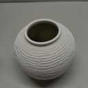 Rustic Farmhouse Vase Home Decor - 6 in Ceramic Boho Rustic Ribbed Whitewash