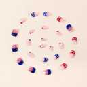 4th of July Press on Nails - Short Square Fake Nails with Star Spot Design - Red, Blue French Tip, Independence Day False Nails for Women 24 Pcs