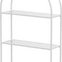 Crofy White Arched Frame Wall Shelf, Decorative 3 Tier Bathroom Wall Shelf with Transparent Tempered Glass Shelves and Robust Storage Capacity, 6" D x 17.9" W x 28.57" H