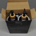 Black Glass Hand and Dish Soap Dispenser Set by Brighter Barns - Kitchen Soap Dispenser Set with Tray - Bamboo Pump Bottles for Kitchen Sink - Boho Modern Home Decor, Neutral Home Accessories (Black)