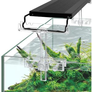 driamor Aquarium Light Riser Adjustable, Clear Acrylic Fish Tank LED Light Stand Aquarium Lamp Holder Bracket Kit 2pcs Transparent Support for Width 2.5-4.4 Inches Light with Extendable Bracket