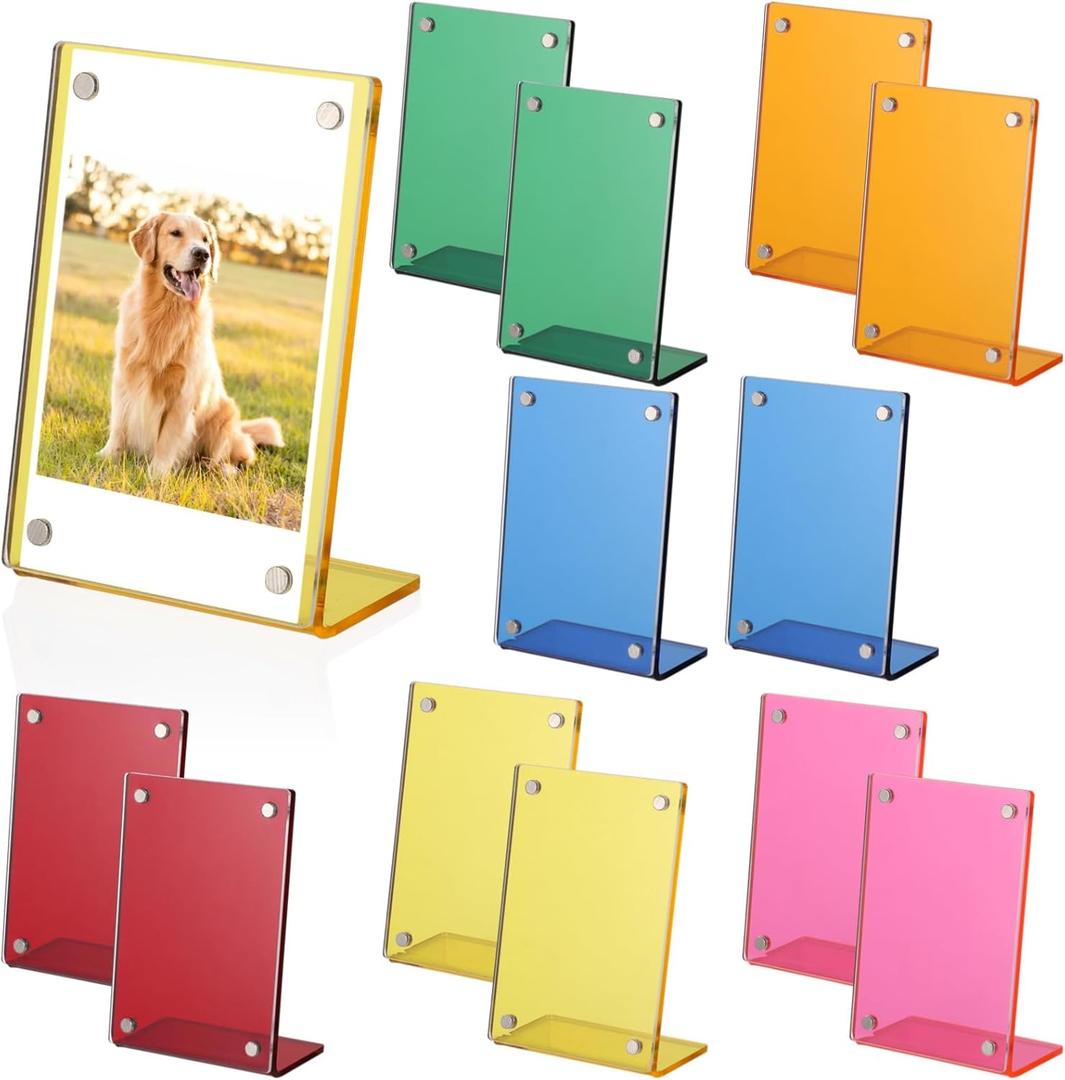 OMISTAR 12 Pack 3-Inch L-Shaped Acrylic Photo Frame, Vibrant Clear Desktop Picture Display Stand, Snap-Lock Closure, Clear View, Home, Office, Room Decor, Thoughtful Gifts