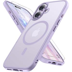 Miracase Magnetic for iPhone 17 Case (Compatible with MagSafe) with Screen Protector Military-Grade Protection, Anti-Fingerprint Translucent Matte Phone Cover for iPhone 17 6.3 inch, Light Purple