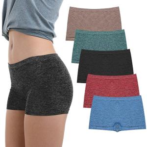 LALESTE Women's Boyshort Underwear Full Coverage Seamless Panties Soft Stretch Boxer Briefs 5 Packs (X-Large, B002)