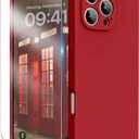 for iPhone 16 Pro Case, Liquid Silicone Case with Camera Protection Soft Gel Rubber Cover with Microfiber Lining Shockproof Protective Phone Case for iPhone 16 Pro 6.3" (Red)