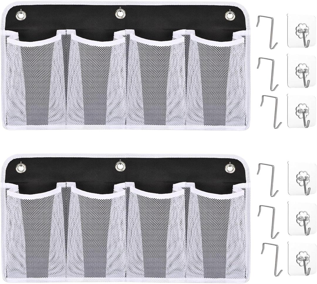 RV Shoe Storage for Bedside - 4 Pocket Wall Mounted Entryway Shoes Rack, Bed Hanging Pocket Organizer, Bedside Caddy Storage Organizer for Headboards Bunk Beds Dorm Rooms,RV & Camper Essentials (Black 8 Pocket)