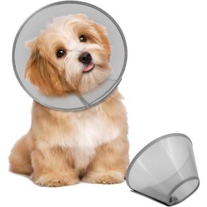 Supet Dog Cone Collar Adjustable After Surgery, Comfortable Pet Recovery Collar & Cone for Large Medium Small Dogs, Elizabethan Dog Neck Collar Plastic Practical (XS(Neck: 9.5~11.5"), Grey)