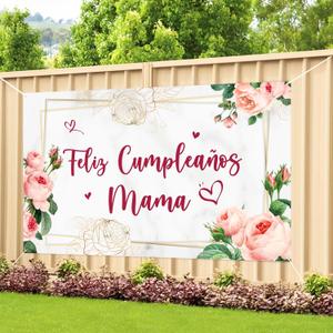 Labakita Happy Birthday Mama Backdrop, Spanish Feliz Cumpleaos Banner, Fiesta Theme Women's Birthday Decorations, Women Mother Mom Birthday Banner, Mama Happy Birthday Party Sign