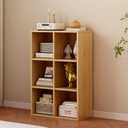 OSCHF 6-Cube Storage Shelf Bookcase - Wooden 3-Tier Floor Standing Open Bookshelf for Home and Office, Display Cabinet, Oak