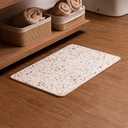LYOR Stone Bath Mat Diatomaceous Earth Quick Dry Bathroom Shower Mat, Super Absorbent Non Slip Diatomite Bath Mat, Water Absorbing Stone Mat for Bathroom Floor, Kitchen (Granite Finish, 23.6x15.4)