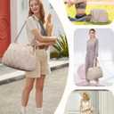 Wandering Nature Personal Item Travel Bag, Small Duffle Bag for Women with Wet Pocket & 14'' Laptop Compartment, Lightweight Carry on Weekender Duffel, Gourd Pattern (Beige)