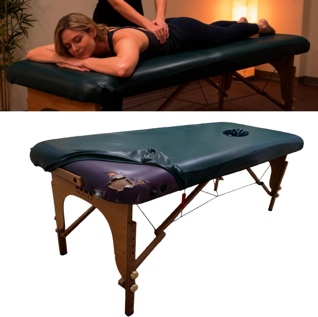 28 Inches Wide Vinyl Massage Table Cover with Face Hole | 100% PU Massage Table Cover Protector | Wipeable, Reusable & Waterproof Vinyl Cover for Square Massage Tables Dark Blue,70cm,1Pack