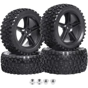 HobbyPark 12mm Hex RC Buggy Tires and Wheels Front & Rear for 1/12 1/10 Scale Models Car fit 2S 3S, Set of 4