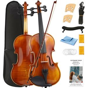 3/4 Violin Set, Solid Wood Fiddle for Adults Student Beginners Professionals, with Hard Case, Violin Bow, Shoulder Rest, 2 Rosins and Extra String