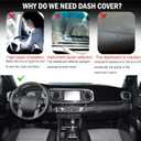 Dash Cover for Toyota Tacoma Accessories 2016-2022 2023 Dashboard Cover Mat Center Console Dash Mat Carpet Sunshield Protector Pad Custom Fit, Black Trim