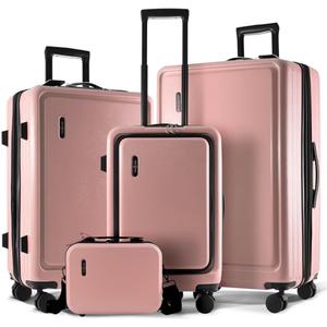 TRAVELARIM Hard Shell Luggage Sets with Spinner Wheels 4 Piece, Expandable Large Suitcases with TSA Lock, Travel Large Suitcase Set, Black Luggage Set