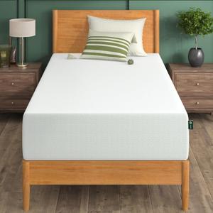 ZINUS 12 Inch Green Tea Memory Foam Mattress, Twin, Fiberglass Free, Patented Custom Contour Support, Sturdy Base Foam, CertiPUR-US Certified, Mattress in A Box, White