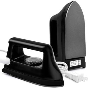 Mini Iron for Clothes, Travel Iron Small Electric Heat Press Machine for T-shirts Crafting, Portable Iron for Home College (Black)