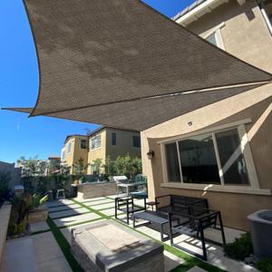 SUNLAX Sun Shade Sail 16' x 16' x 16' Brown Triangle Canopy Sail Shade Cover UV Block Permeable Sunshade Outdoor for Patio Backyard (We Make Custom Size)