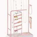 Lolalet Jewelry Organizer Stand, No Assembly Needed Display Storage with Rotating Earring Holder for Necklace Bracelet Rings, Galentines Valentines Gifts Room Dorm Decor for Women Girls -Rosegold