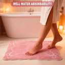 Light Pink Bow Bath Mat Cute Bathroom Rugs, Soft Absorbent Bow Carpet, Girly Bathroom Decor Rugs Non Slip & Machine Washable (S)