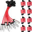 Ignition Coil Pack UF271 D581 & Plug Wire Kit Fit Chevy Silverado GMC Sierra 1500 2500 3500 Avalanche Suburban Tahoe Yukon Cadillac Escalade Hummer H2 Express Savana Carlo 5.3L 6.0L(Square)