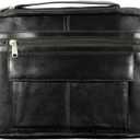 Genuine Leather Bible Cover Black with Handle, Protective Zippered Study Carrying Case, Unisex
