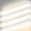 DAKASON 8FT LED Linear Light, 100W 8Foot LED Shop Light Fixture, 70W Down Light and 30W Up Light Optional, 3/4/5000K CCT Selectable, 8' Modern Pendant Lighting NOT Linkable 4 Pack White