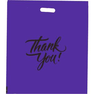 Infinite Pack Thank You Merchandise Bags, Die Cut Handles, Retail Shopping Bags for Boutique - Choose Color & Size (16" X 18", PACK OF 100, Purple)