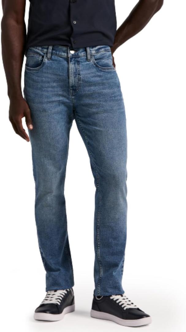 Perry Ellis Men's Indigo Slim Fit 5-Pocket Denim Pants (Blue, L)