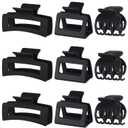 CHANDAT 3 Style Hair Claw Clips 9 pcs Medium Claw Clips Hair Clips for Women Rectangle Claw for Thick Hair Square Hair Clips for Thin Hair Accessories for Women (Black)