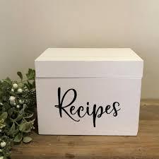 DRASTAR Recipe Card Box, Acacia Recipe Holder 4x6, Recipe Organizer , Index Card Box, Wooden Box for Kitchen Countertop, White