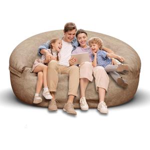 Bean Bag Chair for Adults 6FT,Soft Removable Cover for Teens/Girls Bedroom,Fluffy Giant Round Floor Beanbag Lounger Chairs (No Filler,Tan)