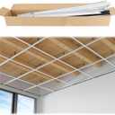 Muzata 64 Sq Ft Drop Ceiling Grid System White Complete Set Galvanized Steel Grid Kit Easy Installation for Basement Living Room Kitchen Bathroom Ceiling, TS04