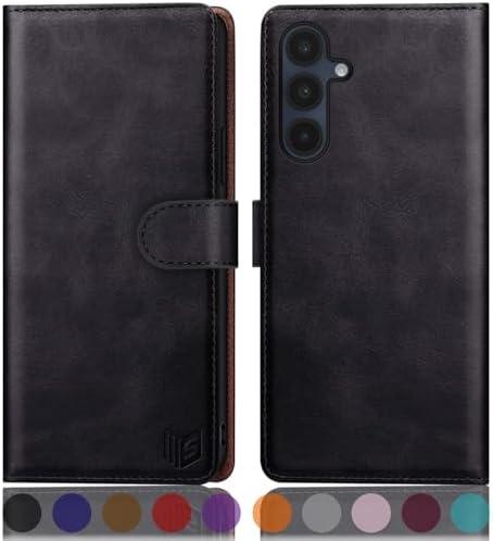 SUANPOT Compatible with Samsung Galaxy A16 5G Wallet case with RFID Blocking Credit Card Holder,Flip Book PU Leather Protective Cover Women Men for Samsung A16 Phone case Black