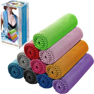 Ponpon 10pcs Cooling Towel Ice Towel Cooling Towels for Neck and Face Microfiber Cooling Towel for Gym, Travel, Yoga, Camping, Running, Outdoor Sport (10 Colors)
