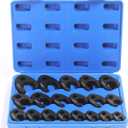 Yonligonju 19PC Crowfoot Flare Nut Wrench Set, Large & Small Metric, Fits 8 to 32 mm Flare Nuts, Works with 3/8" and 1/2" Drives Ratchets Extenders for Nut Removal